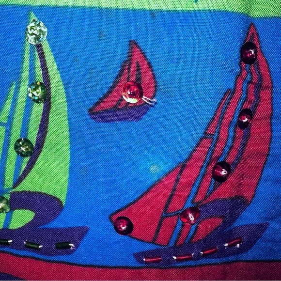 SPA by Chicos women L Cropped Top
Colorful Art to Wear sequin palm trees fringe - Picture 10 of 10